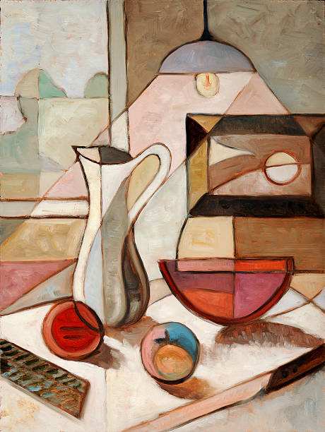 Oil Painting of Still Life With Pitcher Abstract oil painting of still life with pitcher and fruits oil painting photos stock pictures, royalty-free photos & images