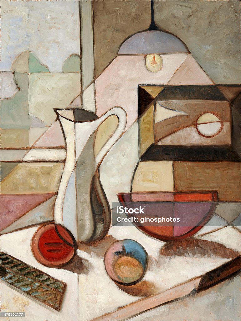 Oil Painting of Still Life With Pitcher - Royaltyfri Abstrakt Bildbanksbilder