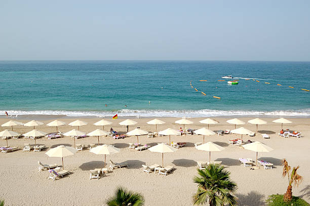 Beach of the luxury hotel, Fujairah, UAE "Beach of the luxury hotel, Fujairah, UAE" fujairah stock pictures, royalty-free photos & images