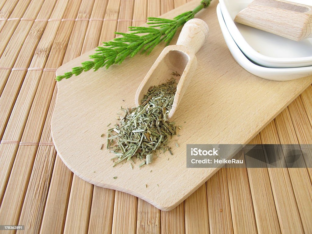 Field Horsetail, Equiseti herba "Field Horsetail, Equiseti herba - Schachtelhalmkraut" Alternative Medicine Stock Photo