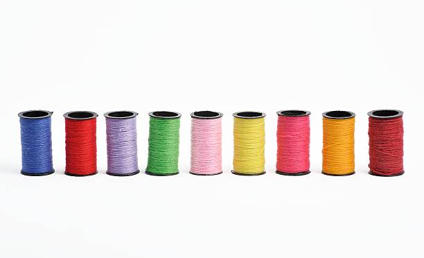 set of colored threads cotton stock photo