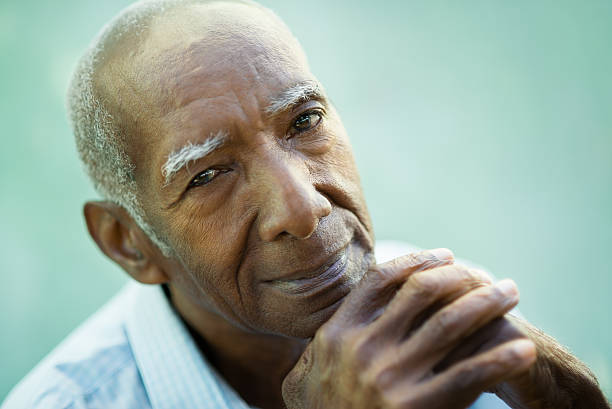 istock Closeup of happy old black man smiling at camera 178363166