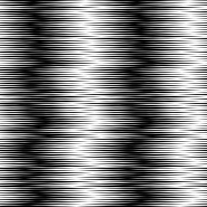 This image features a hypnotic array of fine horizontal lines, creating a dynamic wave pattern that gives the illusion of movement in a static picture.