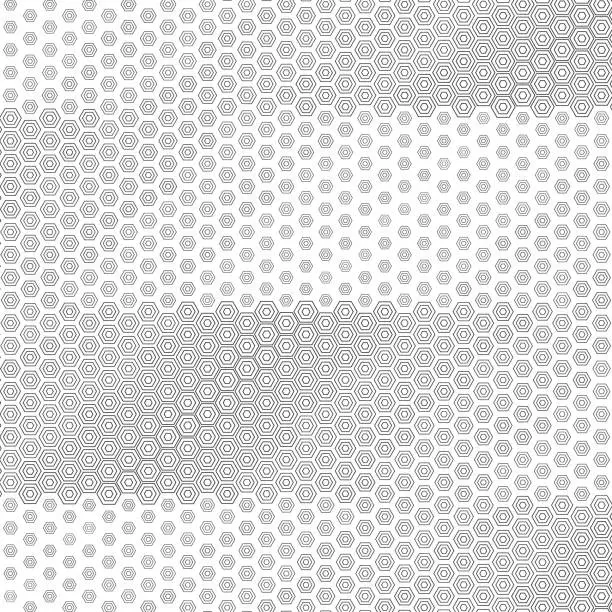 Vector illustration of Sections of horizontal fading pattern of double hexagon outlines