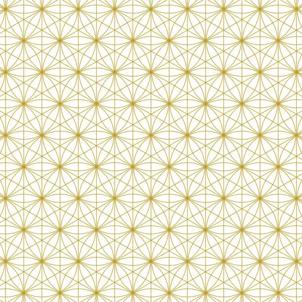 Vector illustration of Golden geometric starburst pattern on a light background.