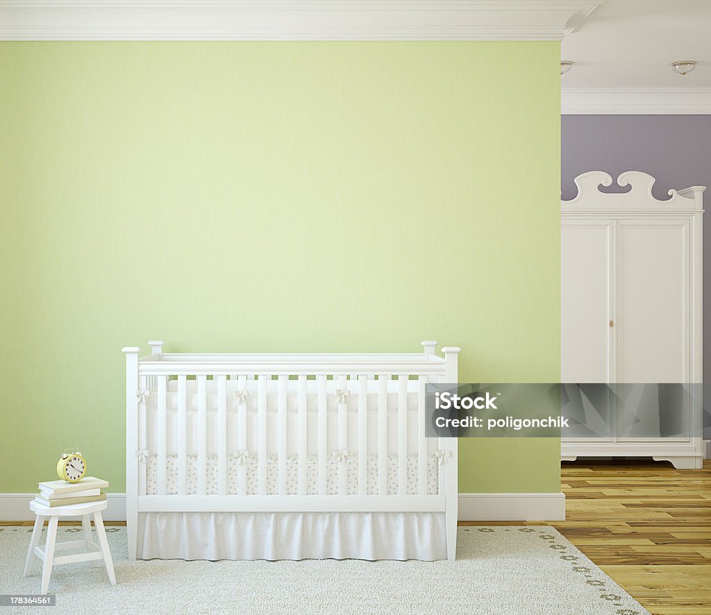 Innenansicht der nursery. - Lizenzfrei Babybett Stock-Foto