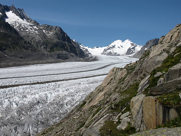огромный ледник алеч - aletsch glacier european alps mountain range eiger стоковые фото и изображения