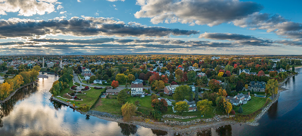 Aerial panorama over Plattsburgh iN New York state