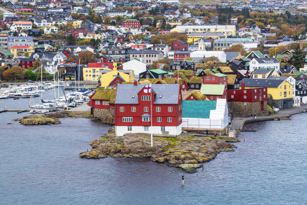 View of the city of Torshavn on the Faroe Islands stock photo