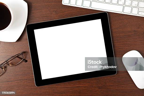 Computer Tablet On The Table Stock Photo - Download Image Now - Backgrounds, Blank, Business