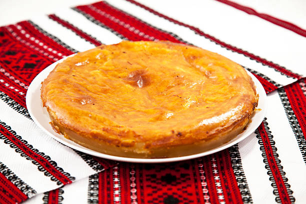 Onion and cheese pie on traditional ukrainian towelTo see more food photos please click on the link below: