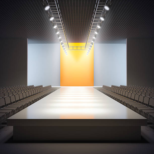 Fashion empty runway. A 3D illustration of fashion empty runway. stage set design stock pictures, royalty-free photos & images
