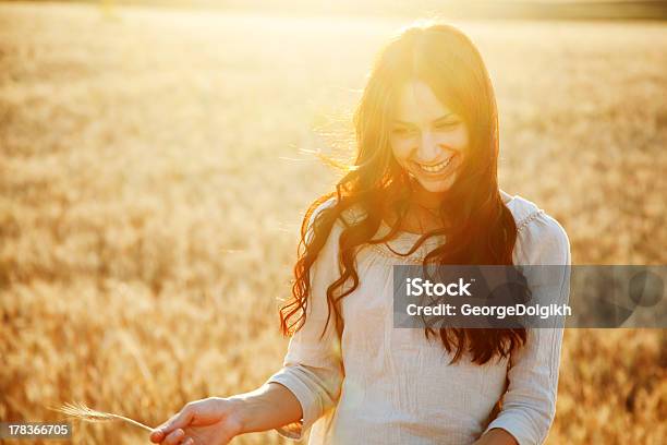 Beautiful Lady In Wheat Field Stock Photo - Download Image Now - Agricultural Field, Women, Wheat