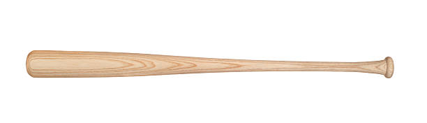 Wooden baseball bat displayed on a white background stock photo