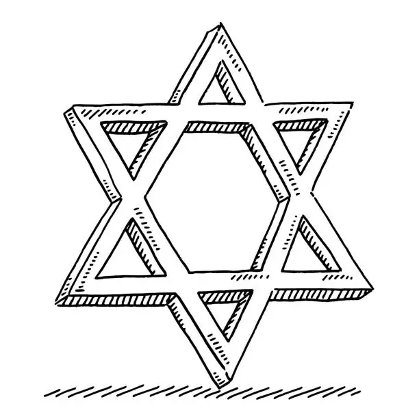 Vector illustration of Star Of David Symbol Drawing