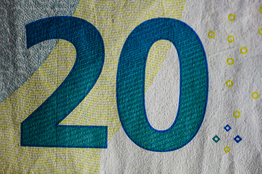 Twenty Euro bill close up