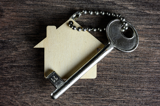 House keyring on key housing concept Close up