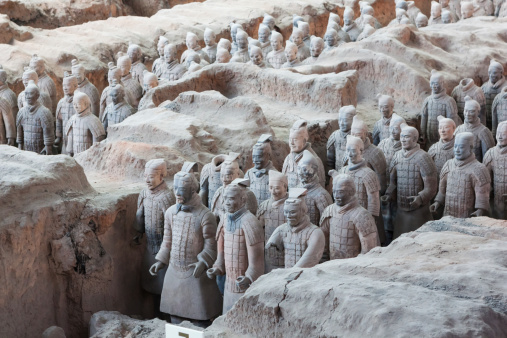 The army of terracotta warriors in Xian China.