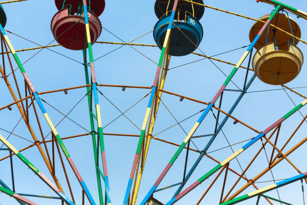 istock A colourful ferris wheel. Attractions. Amusement park. Children's entertainment. Multicolored colorful background. A place for inspirational inscriptions. 1783677215
