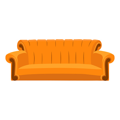 Orange sofa from Central Perk, soft settee for home.