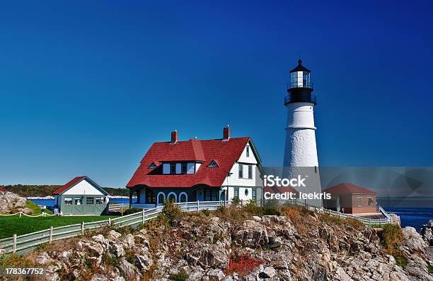 Portland Head Lighthouse Stock Photo - Download Image Now - Atlantic Ocean, Blue, Built Structure