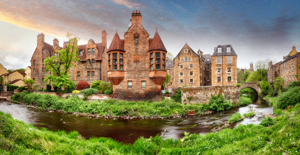 istock Scotland landscape - Dean village panorama in Edinburgh dramatic sunset, UK 1783677870