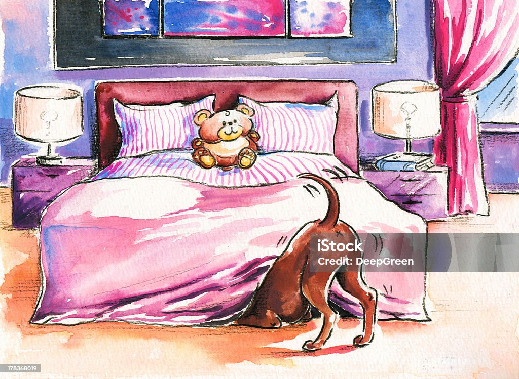 Cão no Quarto de Dormir - Royalty-free Animal Ilustração de stock