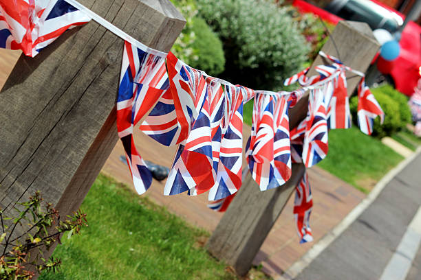 istock Bunting flags tied to wooden posts 178368062