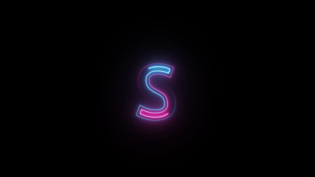Neon letter S with alpha channel, neon alphabet