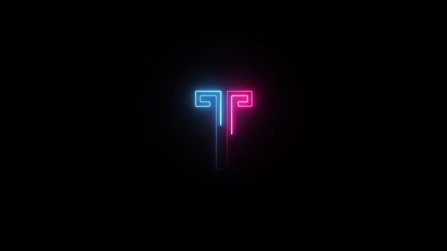 Neon letter T with alpha channel, neon alphabet