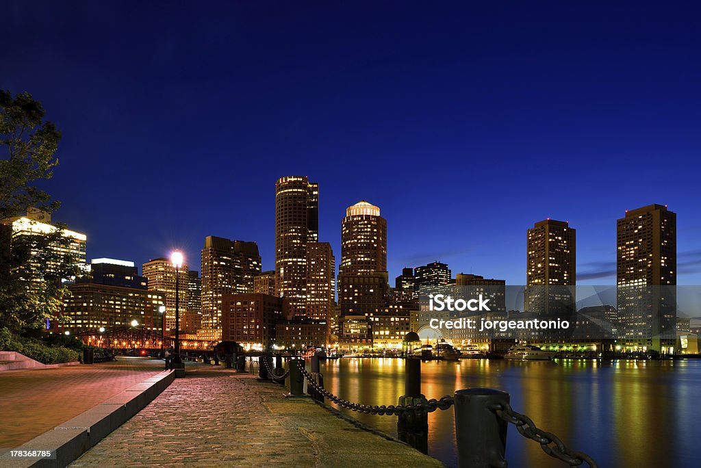 Porto de Boston à noite - Foto de stock de Boston - Massachusetts royalty-free