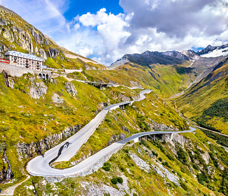 Road to Furka Pass in Switzerland
