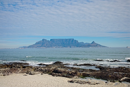 View of Table Mountain from Blouberg beach in Cape Town