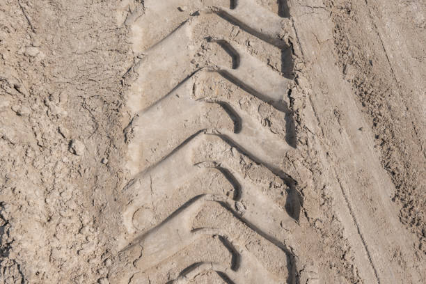 Truck tread mark in the sand