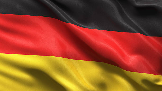 Flag of Germany Silky flag of Germany waving in the wind with highly detailed fabric texture germany stock pictures, royalty-free photos & images