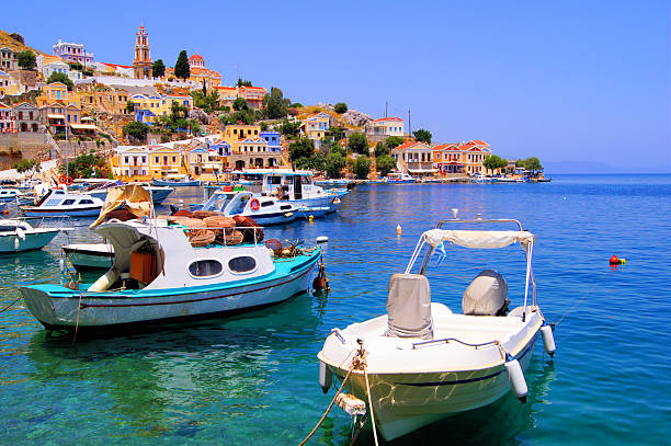 istock Colorful harbor with boats at Symi, Greece 178369764