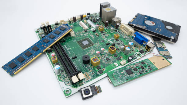 istock Electronic micro chip integrated circuit motherboard,computer parts semiconductor shortage 1783697660