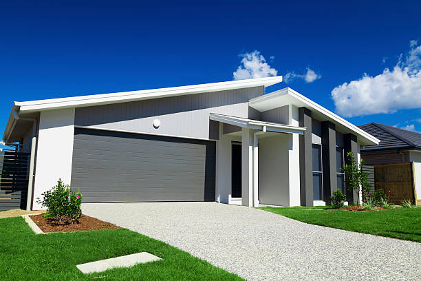 moderne suburban house in australien - house australia residential structure contemporary stock-fotos und bilder