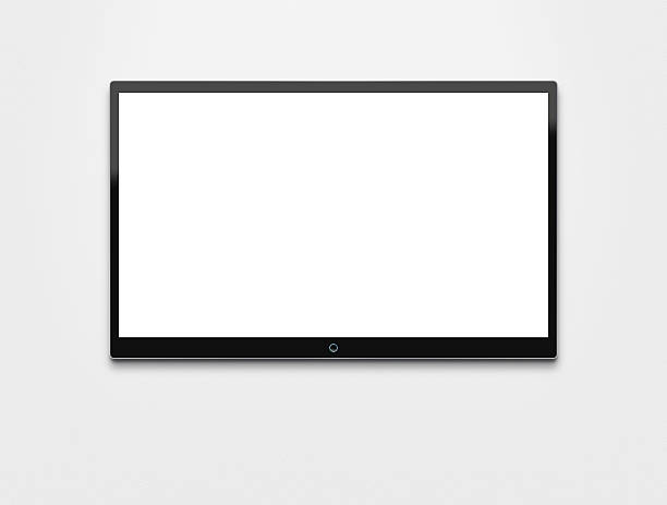 Flat screen TV at the wall Blank flat screen TV at the wall with clipping path for the inside surrounding wall stock pictures, royalty-free photos & images
