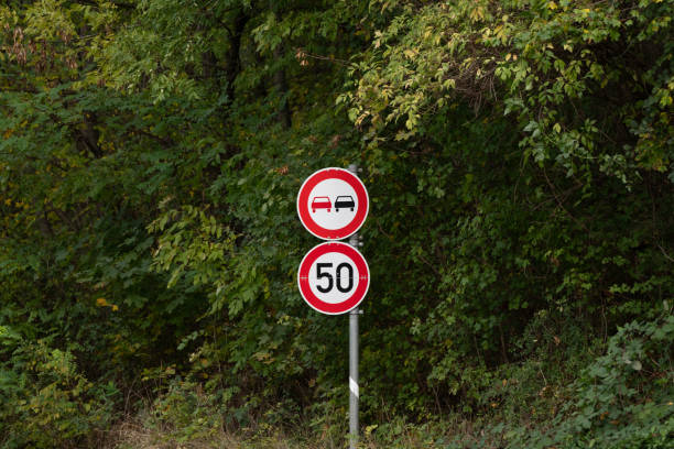 Traffic sign 50 km/h and overtaking prohibited