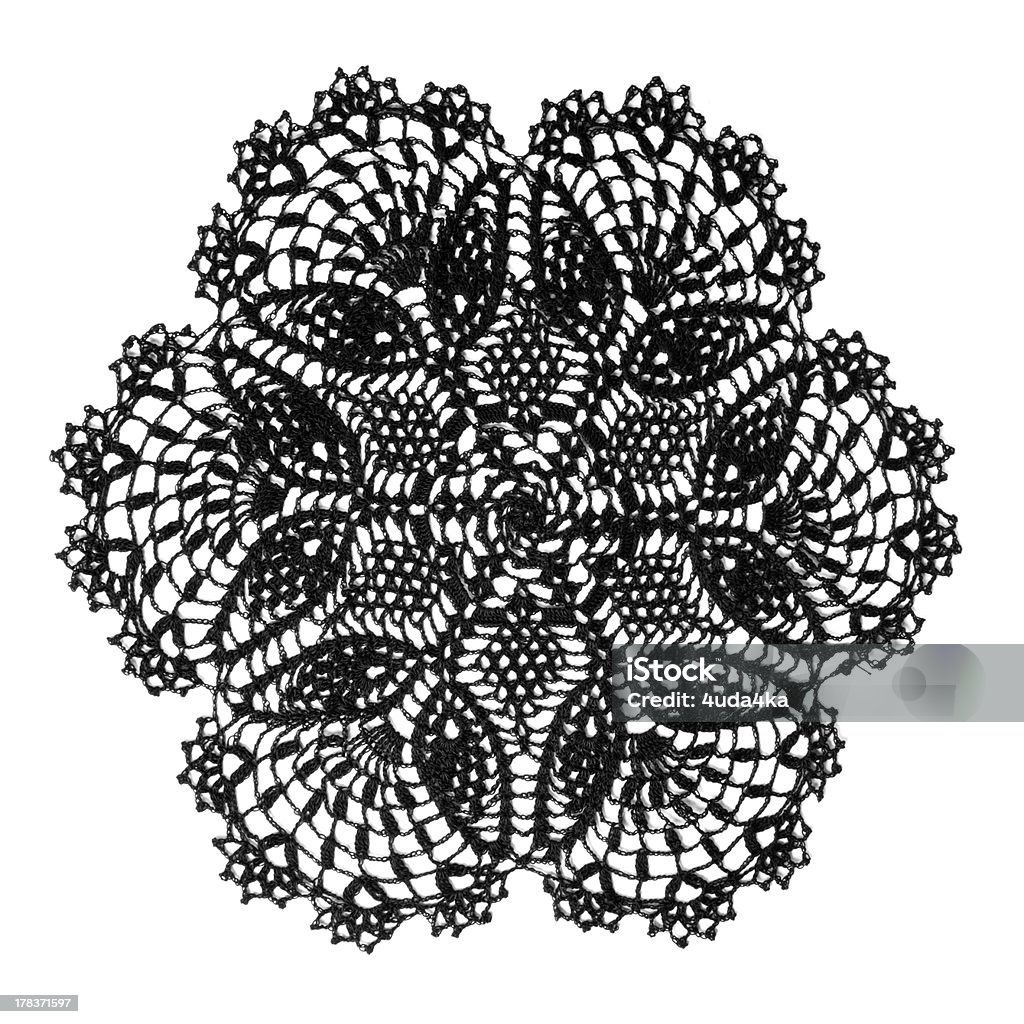 vintage crochet tapete negro - Foto de stock de Algodón - Textil libre de derechos