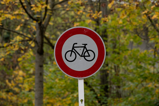 Sign prohibiting cyclists