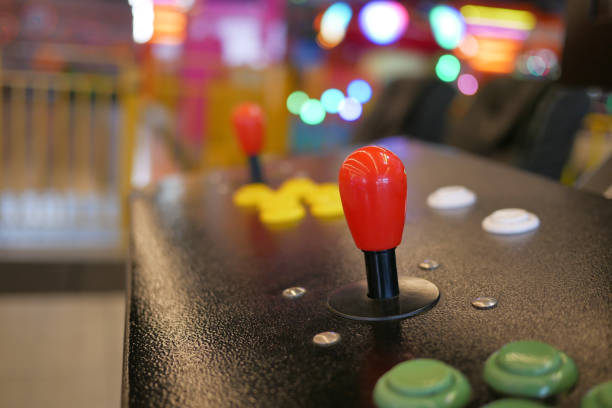 istock closeup of button on games machine. 1783720694