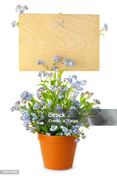 Letrero De Madera Con Flores Vacío De Planchar Para Su Texto Foto de stock y más banco de imágenes de Aldea