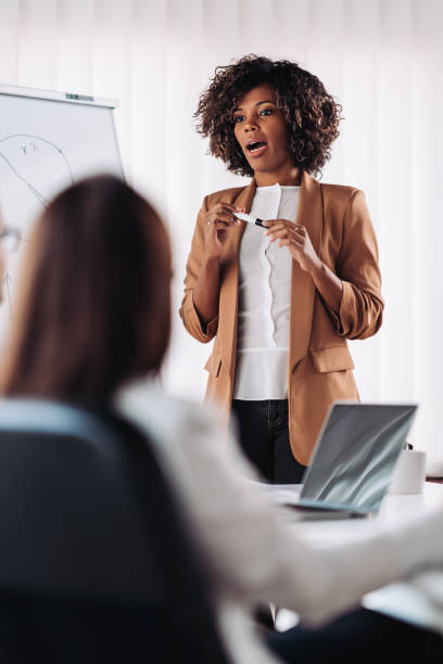 istock Young businesswoman talking at the presentation 1783732934