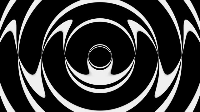 Hypnotic abstract animation. Black and white