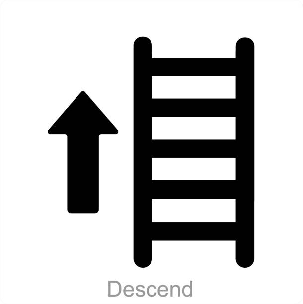 Descend  and way icon concept This is beautiful handcrafted pixel perfect Black Filled Direction icon assort stock illustrations