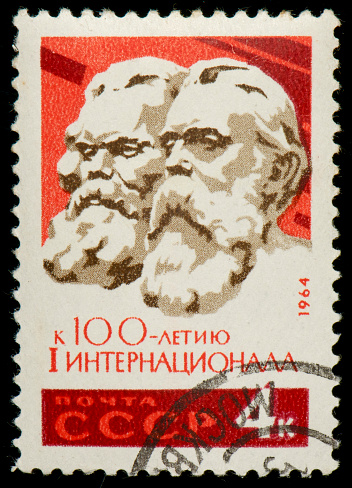 Soviet postage stamp from 1964 released for the 100th anniversary of the International Workingmen's Association 