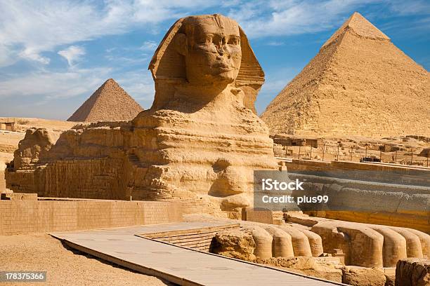 Full Sphynx Profile Pyramid Giza Egypt Stock Photo - Download Image Now - The Sphinx, Sphinx, Egypt