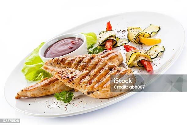 Grilled Meat And Vegetables Stock Photo - Download Image Now - Chicken Breast, Chicken Meat, Color Image
